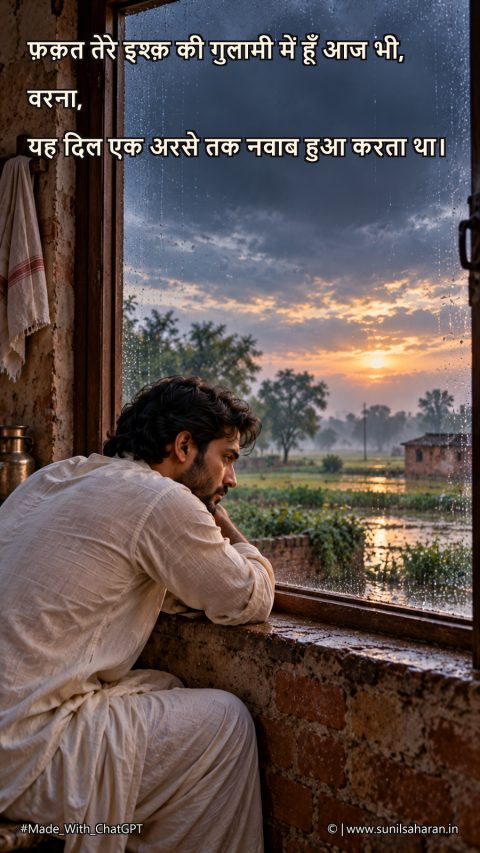 इश्क़ की ग़ुलामी और नवाबी दिल | दर्द भरी प्रेम शायरी (photo 9)